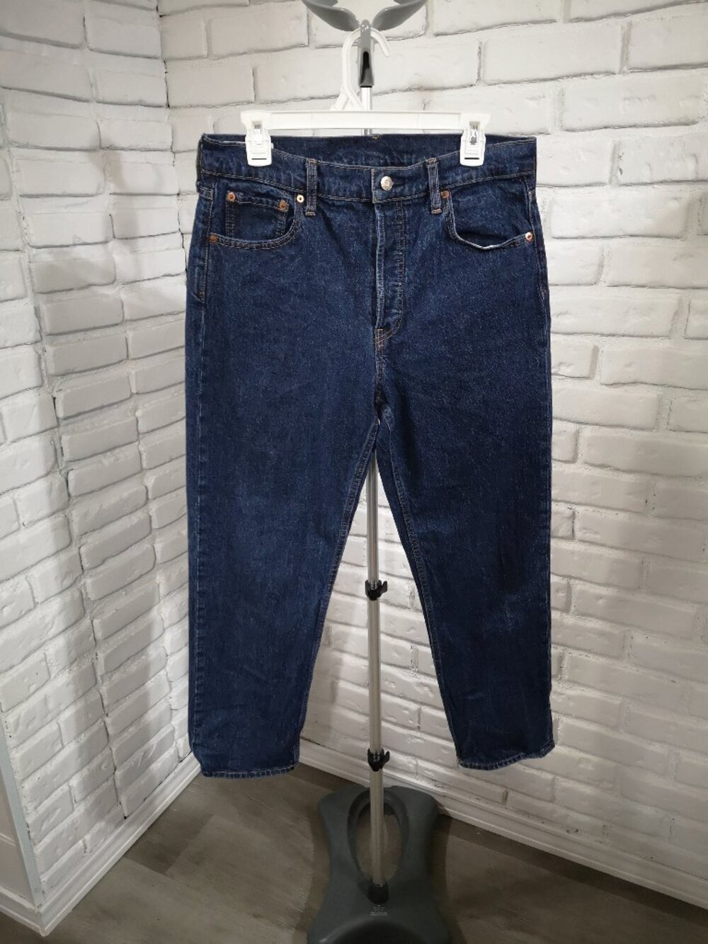 Gap Cheeky High Rise Women's 31 (12R) Medium Wash Button Front Straight Jeans